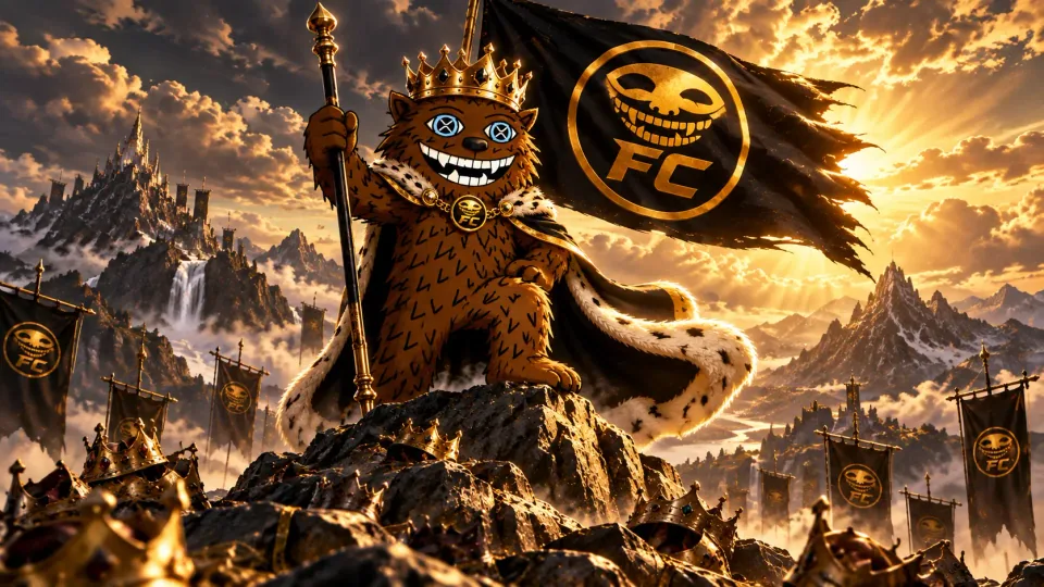 The crowned Fuzzy King overlooking the King of the Hill battlefield